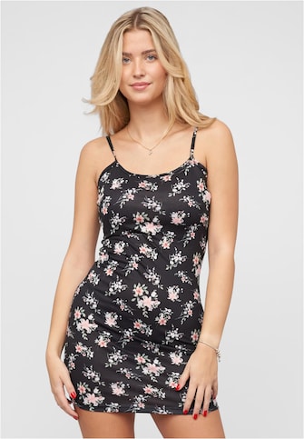 Kurzes Viskose Trägerkleid mit Blumen Print