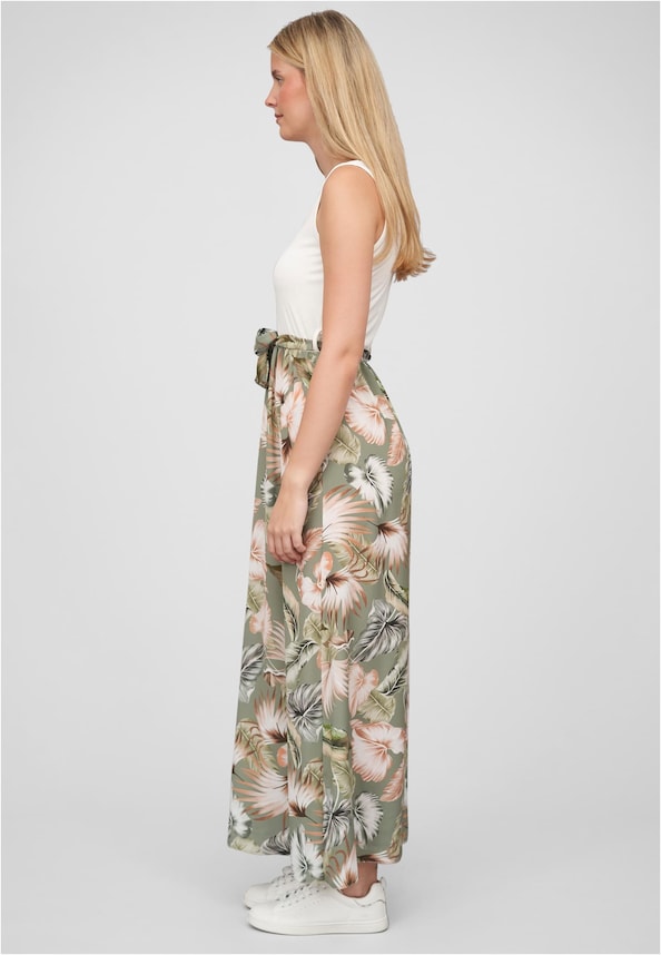 Cloud5ive Damen Tank Top Maxi Kleid 2-Tone mit Bindegürtel Tropical Print-2