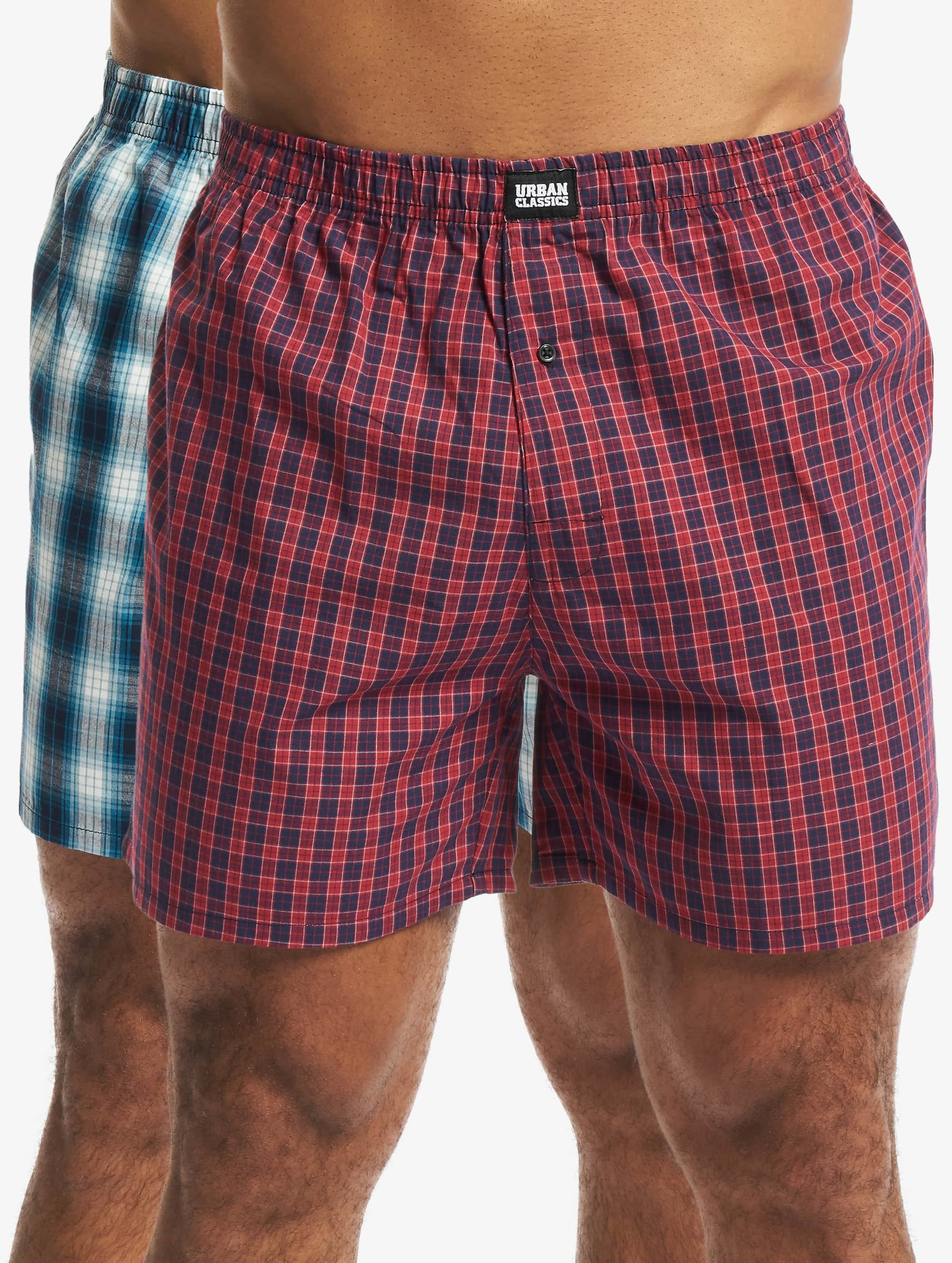Urban Classics Woven Plaid Boxer Shorts 2-Pack Mannen op kleur rood, Maat L