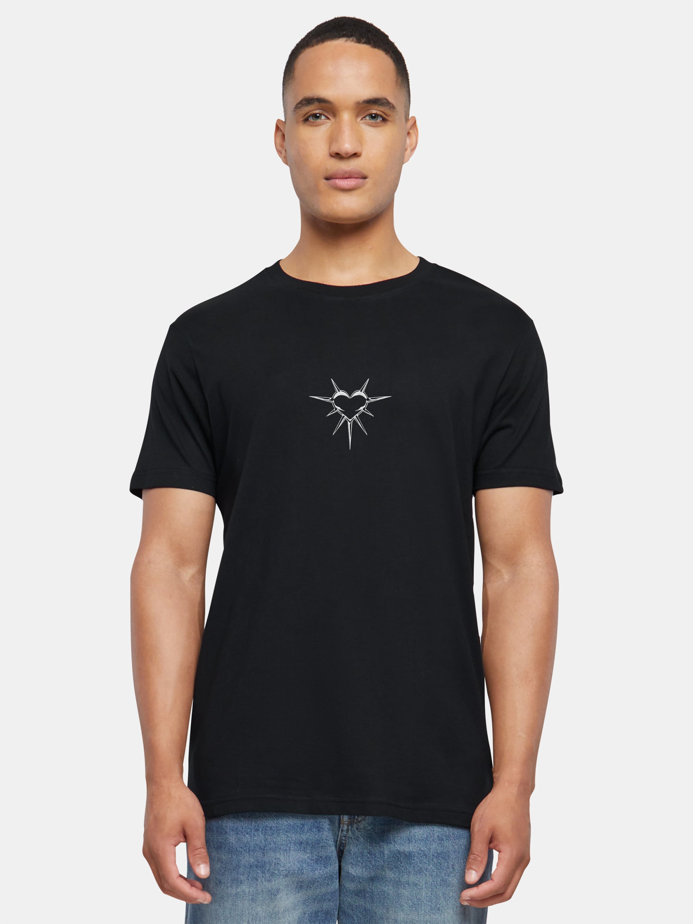 Mister Tee - Spike Heart EMB Heren T-shirt - XS - Zwart