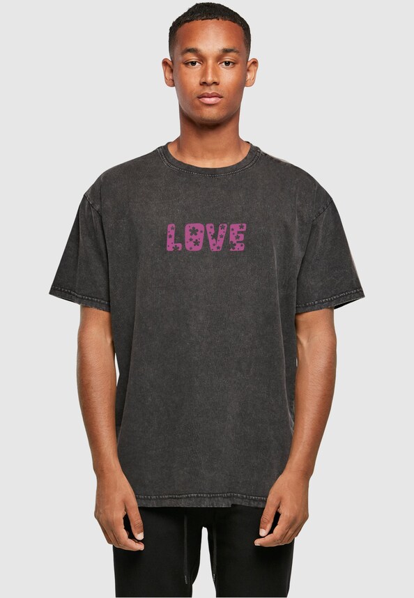 Valentines Day - Flowers Love Acid Washed Heavy Oversize Tee-0