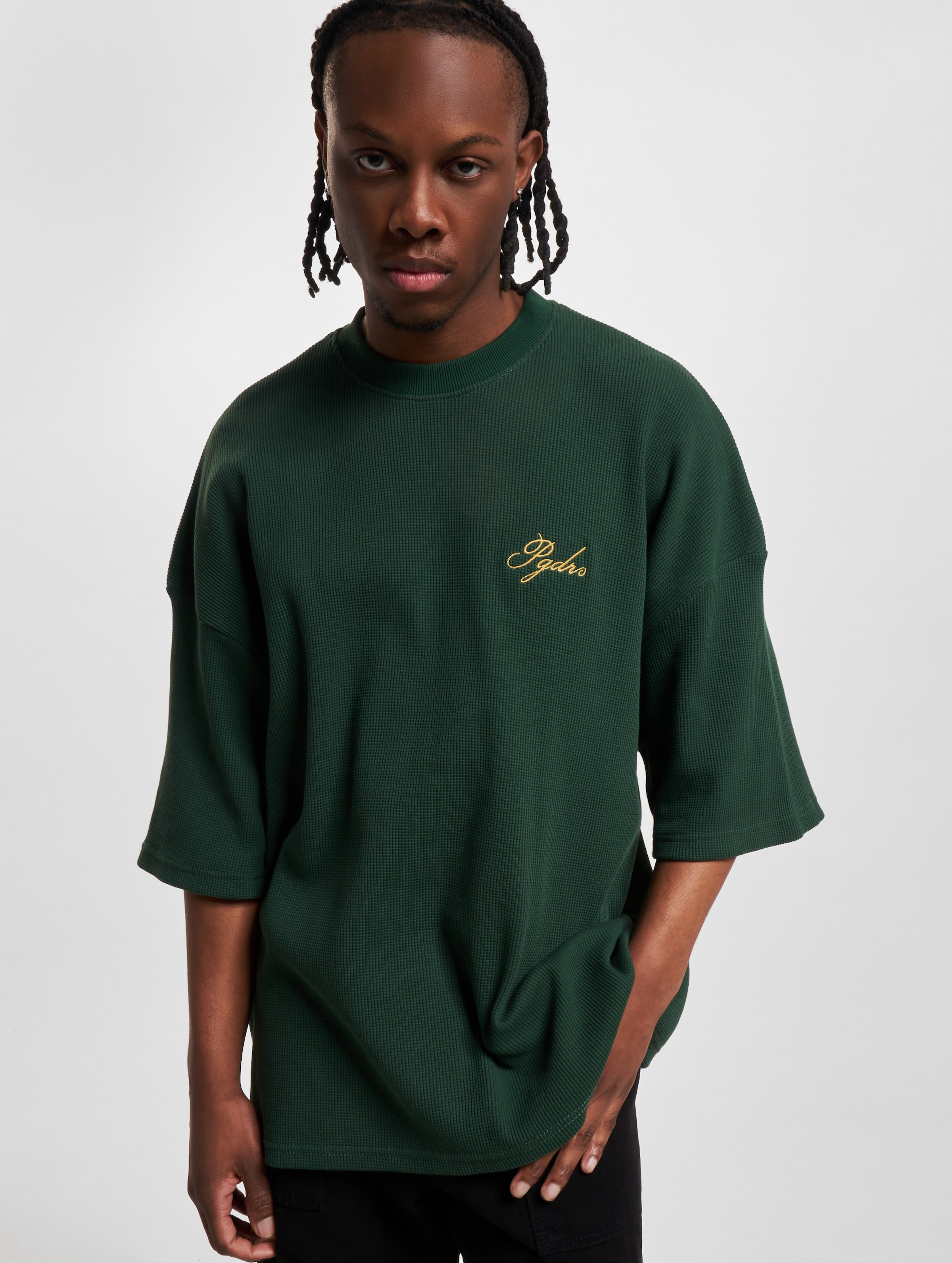 PEGADOR Pegador Quat Waffle Boxy T-Shirt Mannen op kleur groen, Maat S
