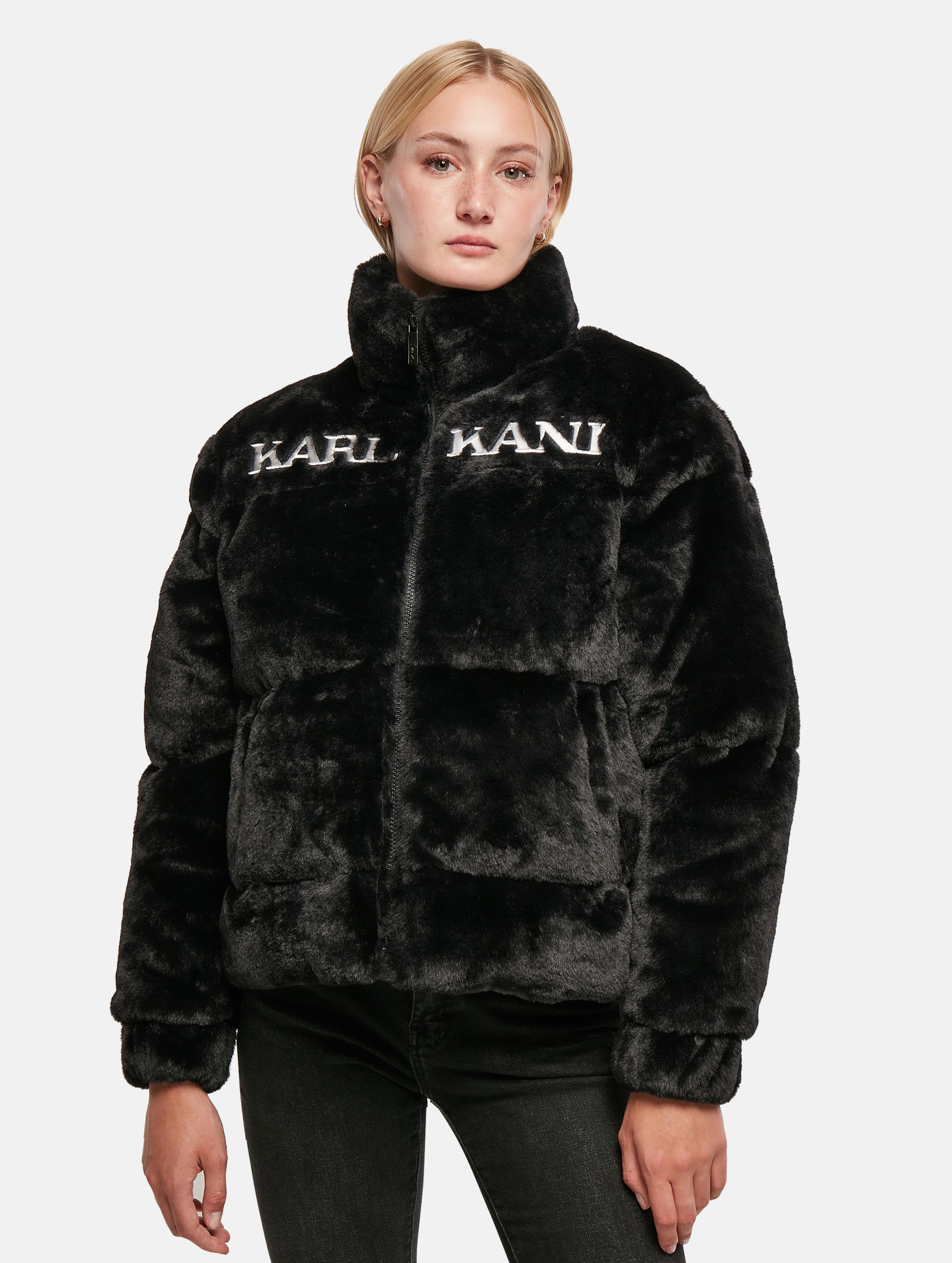 Karl Kani Retro Fake Fur Puffer Jacket black Vrouwen op kleur zwart, Maat M