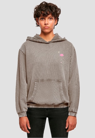 Ladies Flamingo Acid Washed Oversized Hoodie