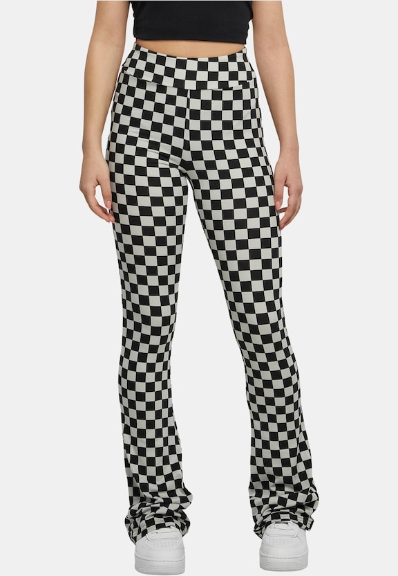 Ladies Checked Boot Cut Leggings-0