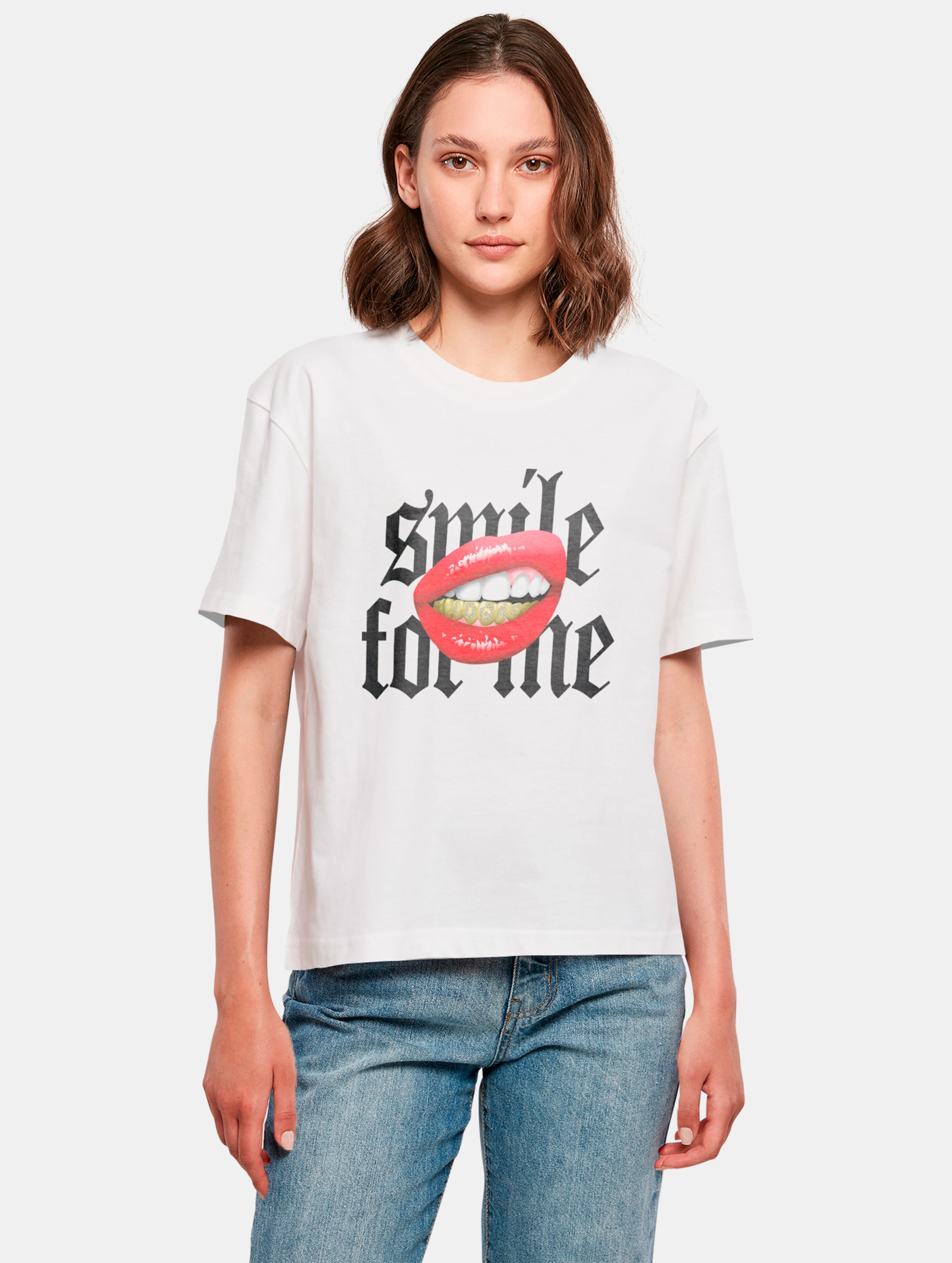 Miss Tee Smile For Me T-Shirts Frauen,Unisex op kleur wit, Maat M