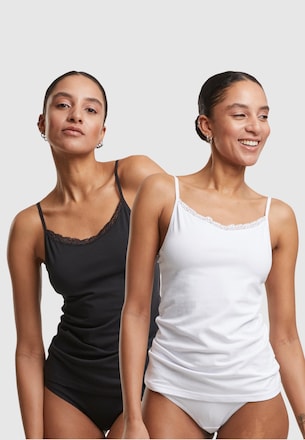 Ladies Basic Tank Top Cotton Lace 2-Pack