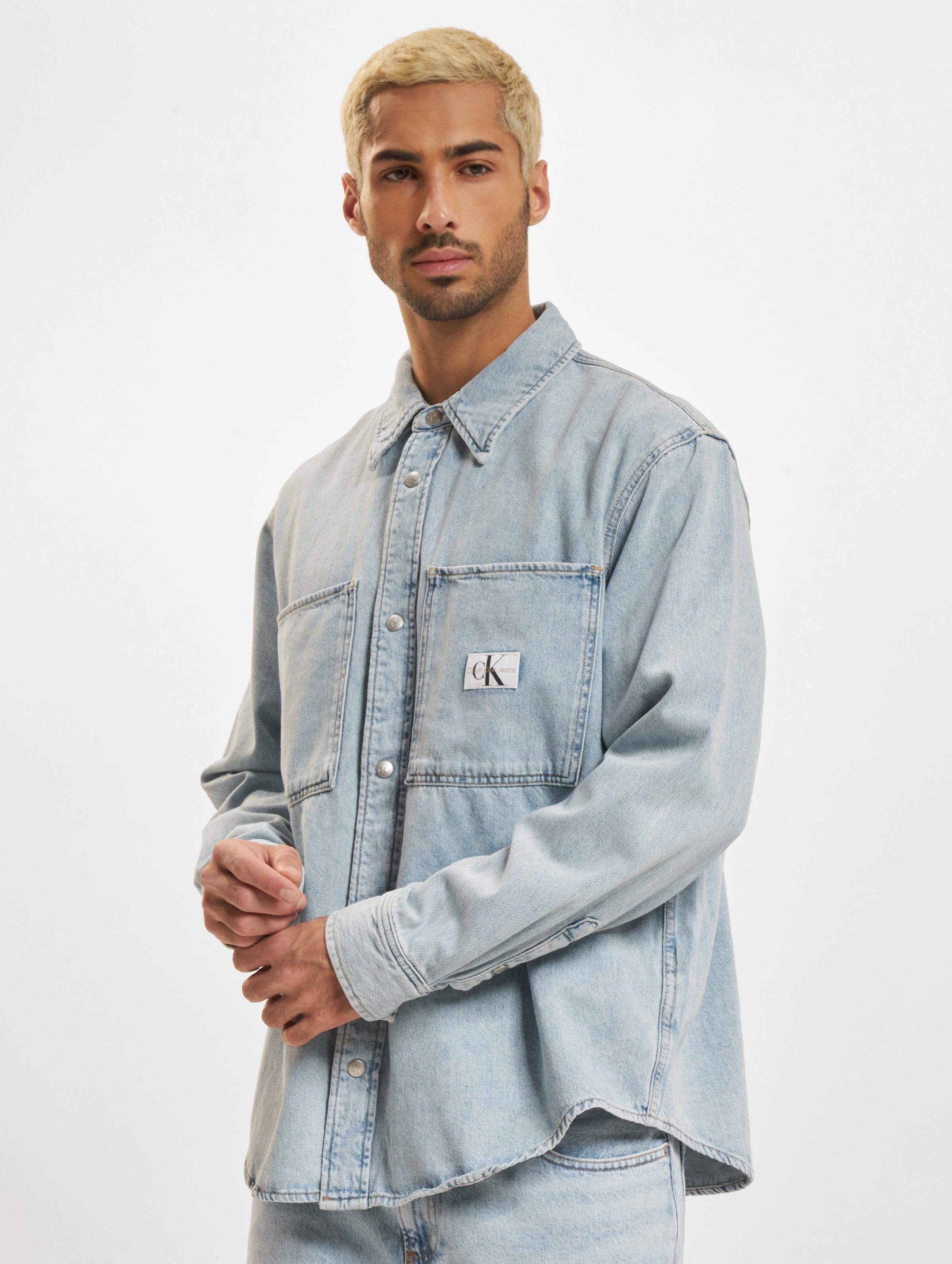 Calvin Klein Jeans Regular Linear Shirt Mannen op kleur blauw, Maat XXL