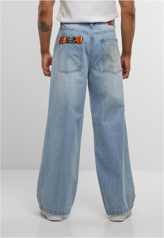 BAGGY JEANS PANTS KNIT DETAIL-1