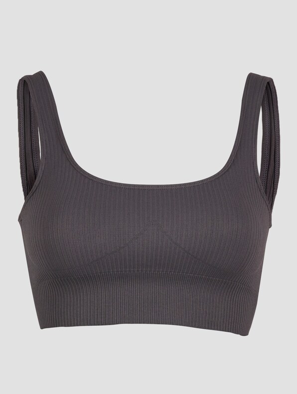 Shadow Grey Ribbed Seamless Bra-4