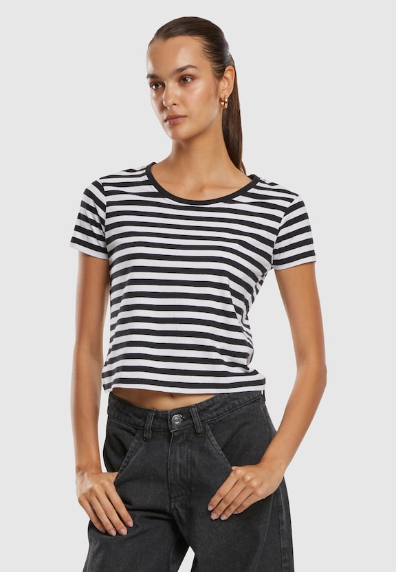 Ladies Short Striped Tee-0