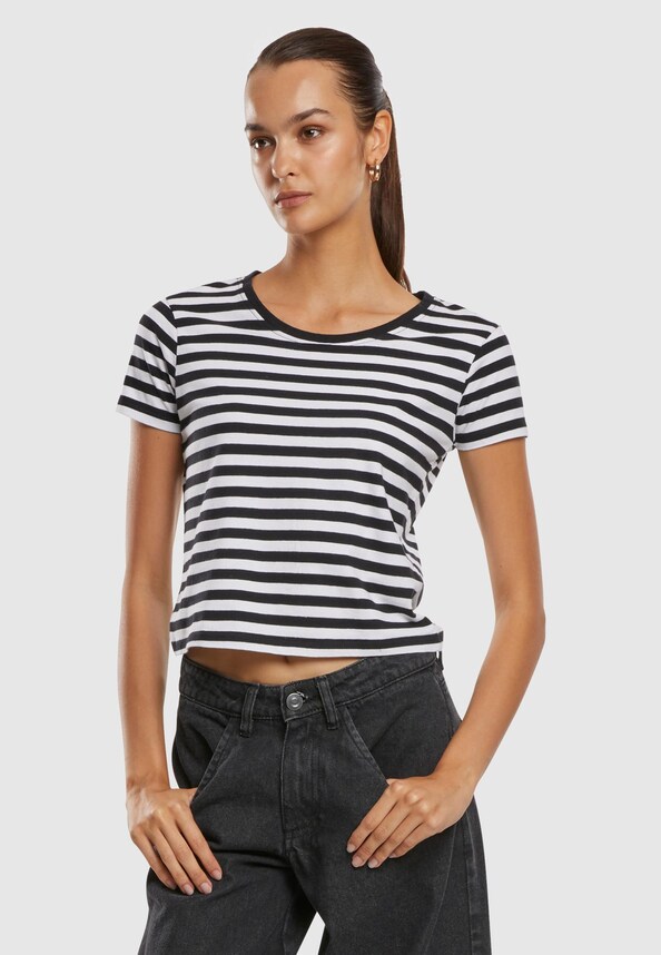 Ladies Short Striped Tee-0