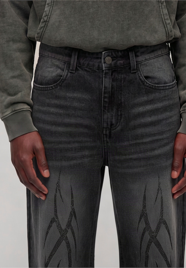 TRIBAL DISTRESSED PRINT BOOTCUT VINTAGE DENIM-5