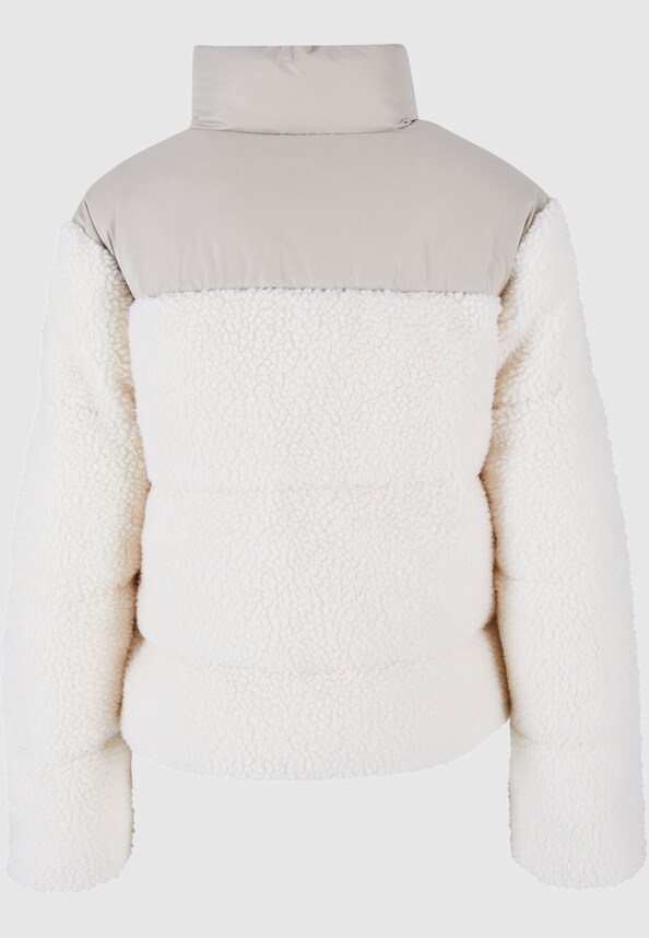 Ladies Short Sherpa Mix Puffer Jacket-7