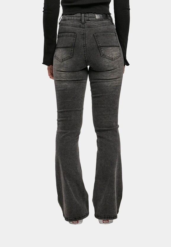 Ladies High Waist Flared Denim Pants Loose-0