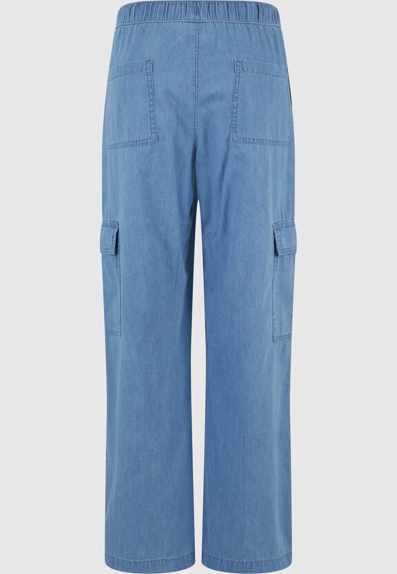 Ladies Light Denim Cargo Pants-4