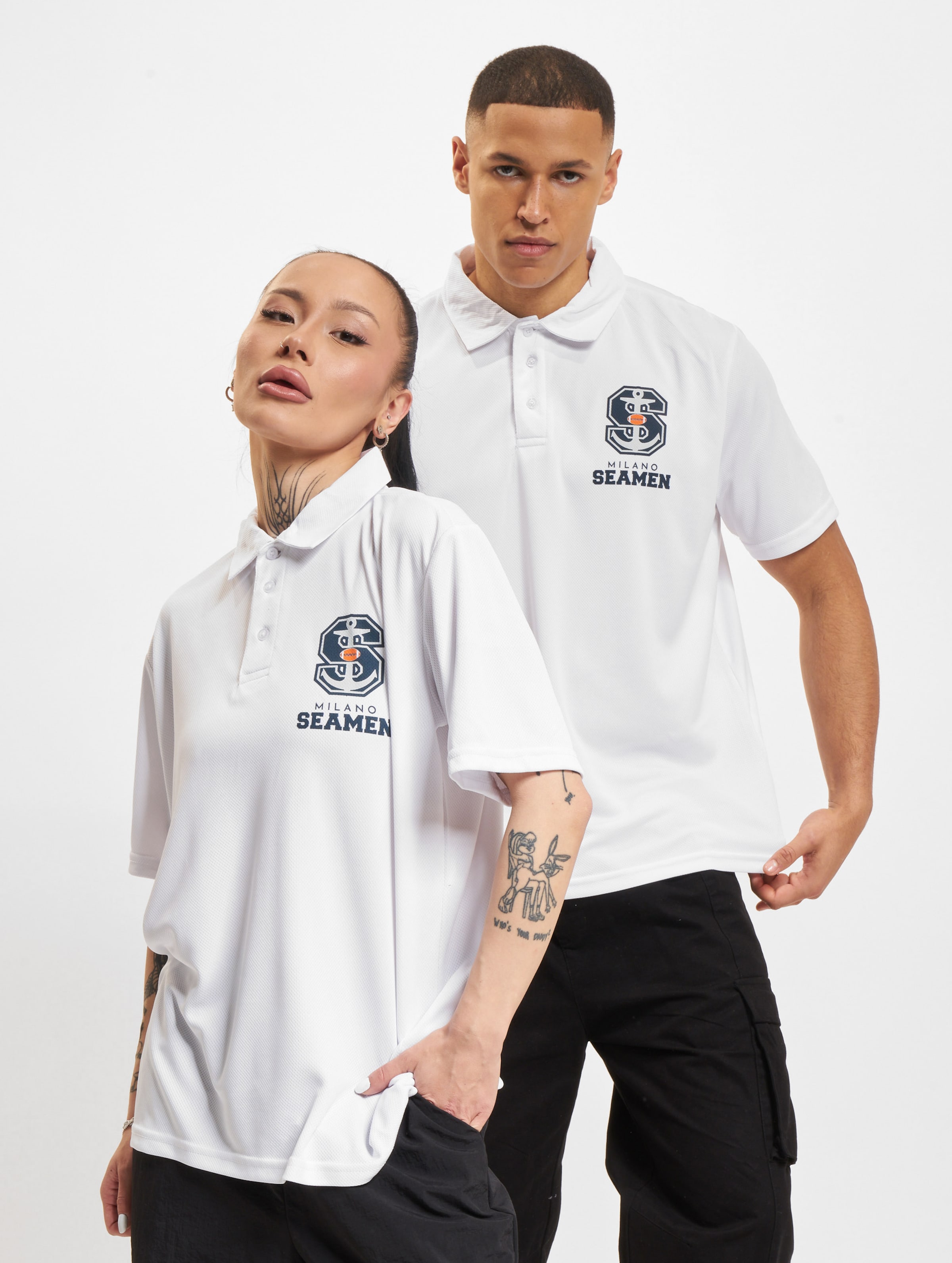 European League Of Football ELF Milano Seamen PoloShirts Unisex op kleur wit, Maat XL