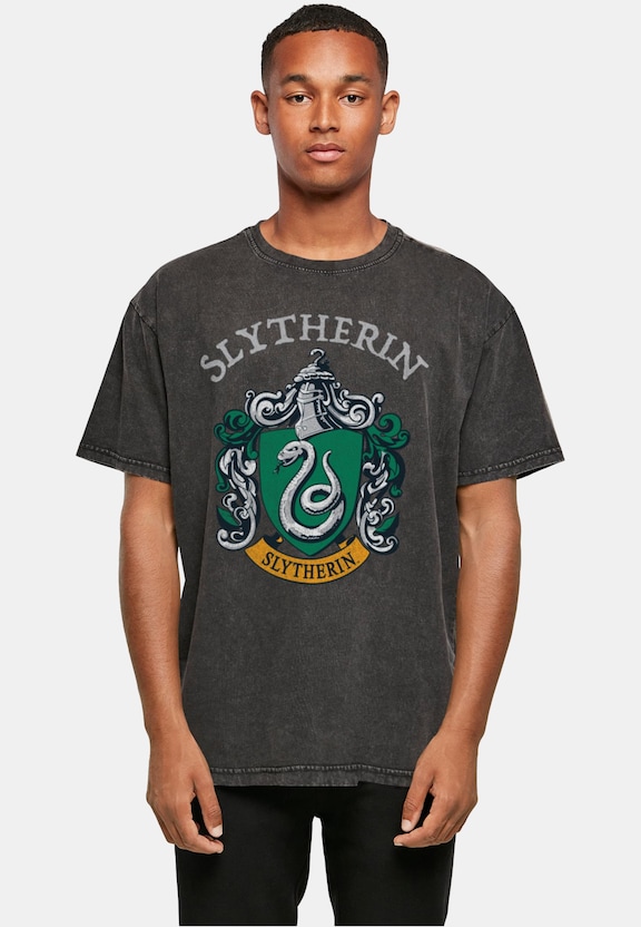 Harry Potter - Slytherin Crest Acid Washed Oversized Tee-0