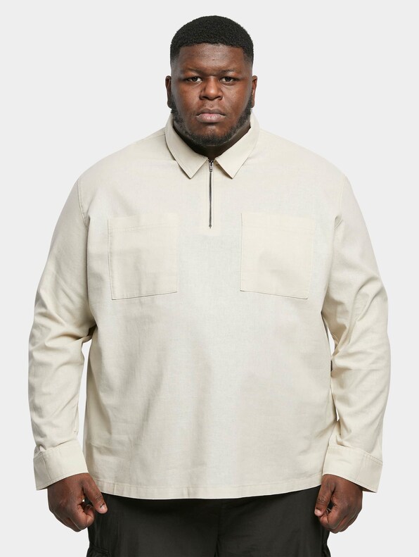 Cotton Linen Half Zip-0