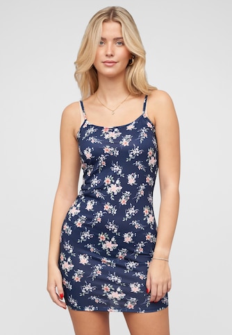 Kurzes Viskose Trägerkleid mit Blumen Print