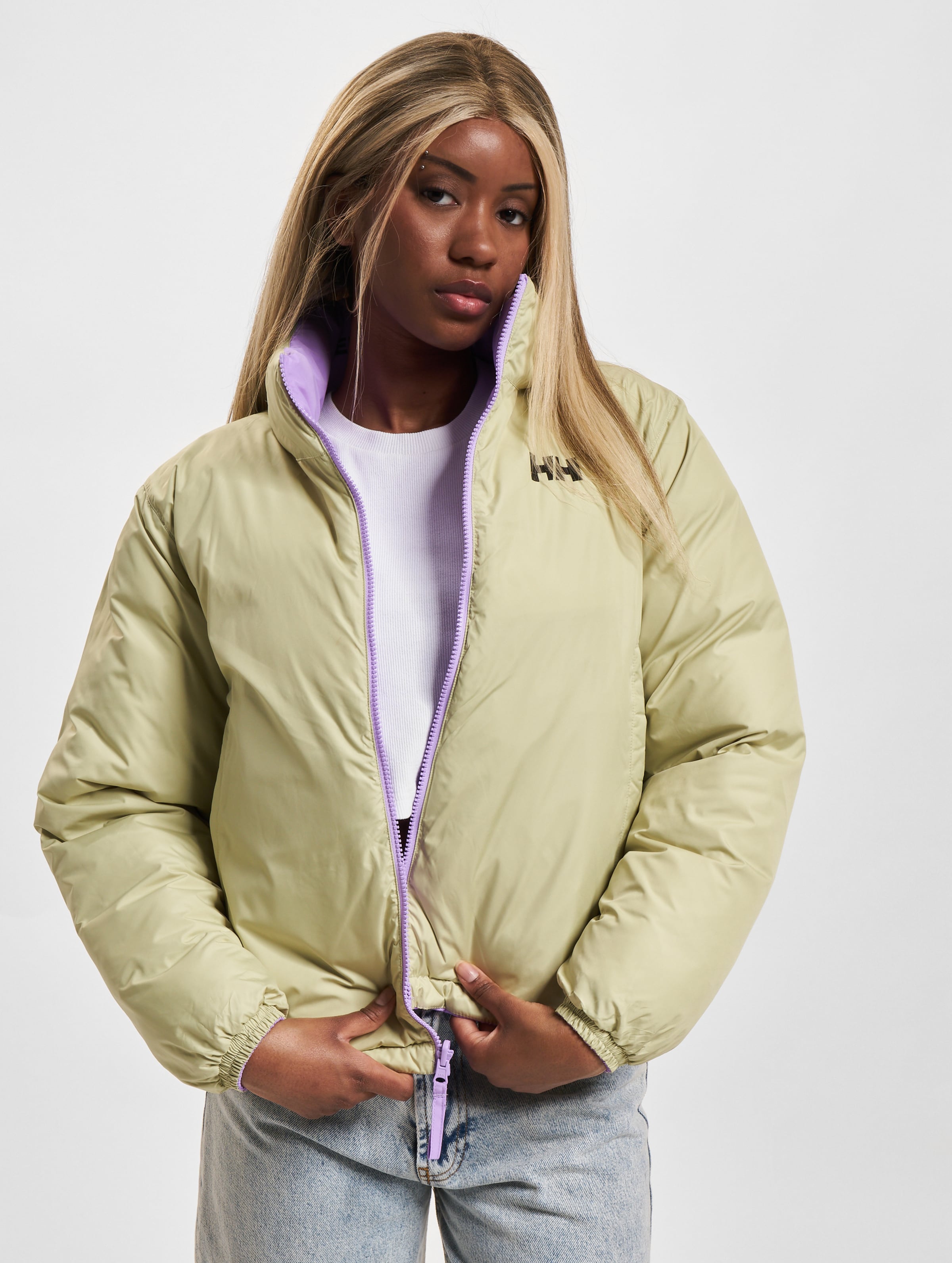 Sixth June Cropped Puffer Jacket With Cross Body Bag in Natural | Lyst UK