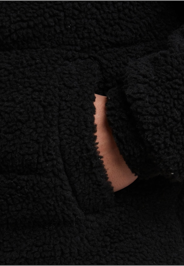 Fabric Mix Teddy Puffer Jacket-7