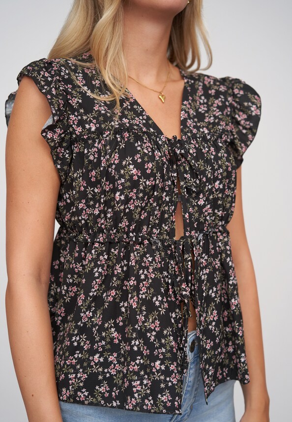 Ruffle Sleeve Tie Top-5