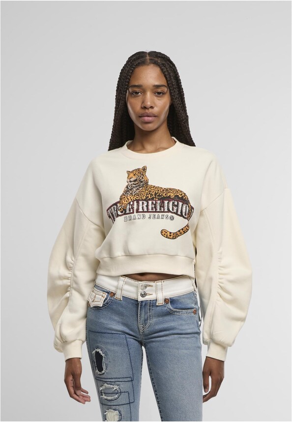 CRYSTL LEOPARD RUCHED SLVS-0