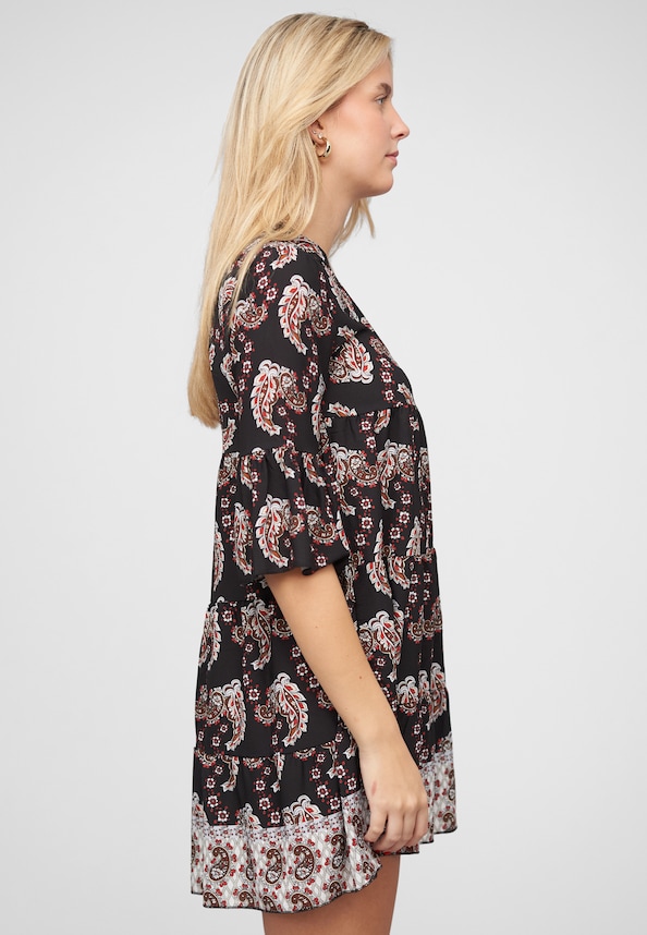 Paisley Kleid mit V-Neck und All Over Print-3