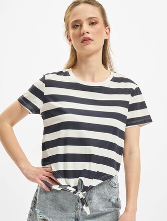 Only May Cropped Knot Stripe T-Shirt
