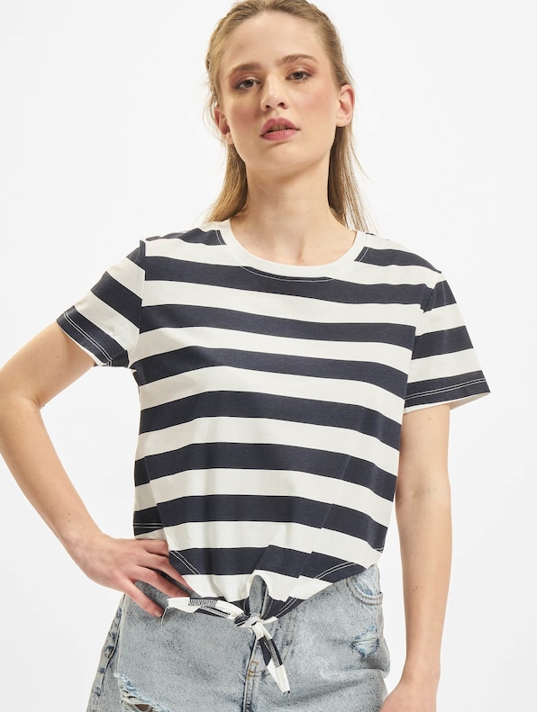 Only May Cropped Knot Stripe T-Shirt-0