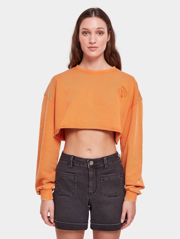 Ladies Cropped Flower Embroidery Terry-2