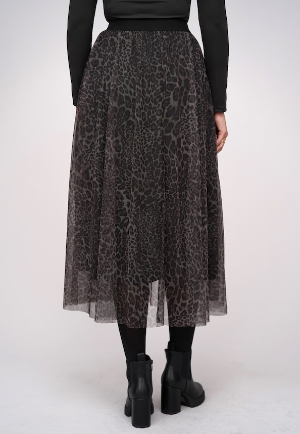 Longform Skirt 2-layered with leo print-1