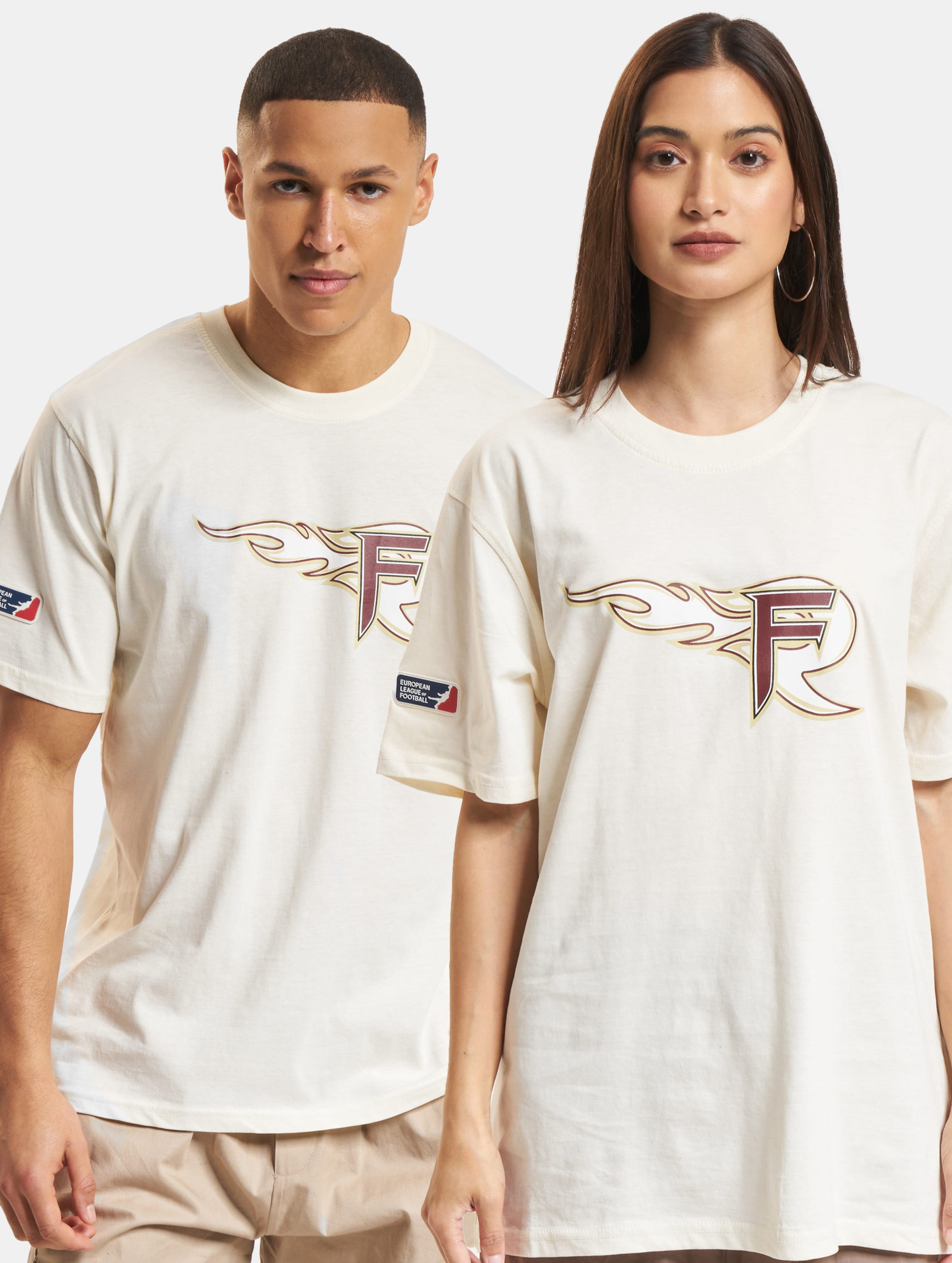 European League Of Football ELF Rhein Fire 1 T-Shirts antique white Unisex op kleur wit, Maat 3XL