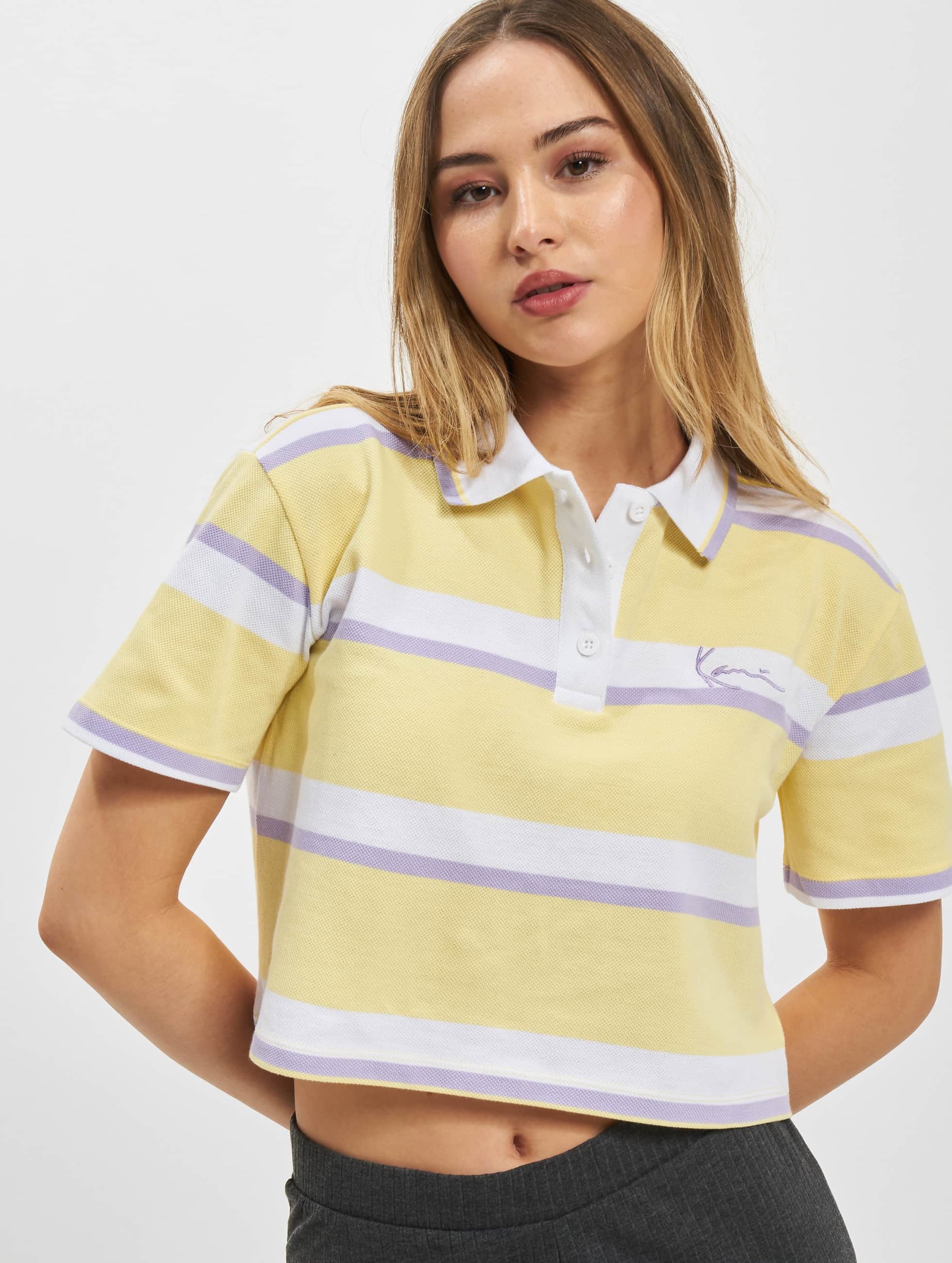 Karl Kani KW221-048-1 KK Chest Signature Stripe Polo Vrouwen op kleur geel, Maat L