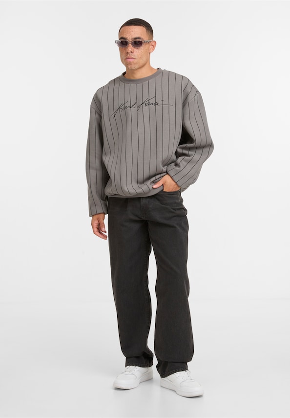 Autograph Pinstripe Sweat Os Crewneck-2