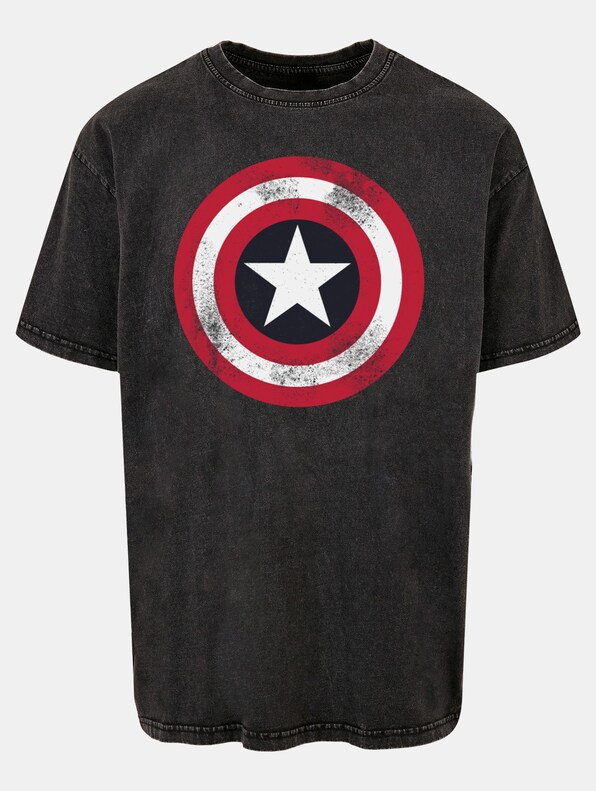 Avengers - Captain America Distressed Shield Acid Washed Oversize -2