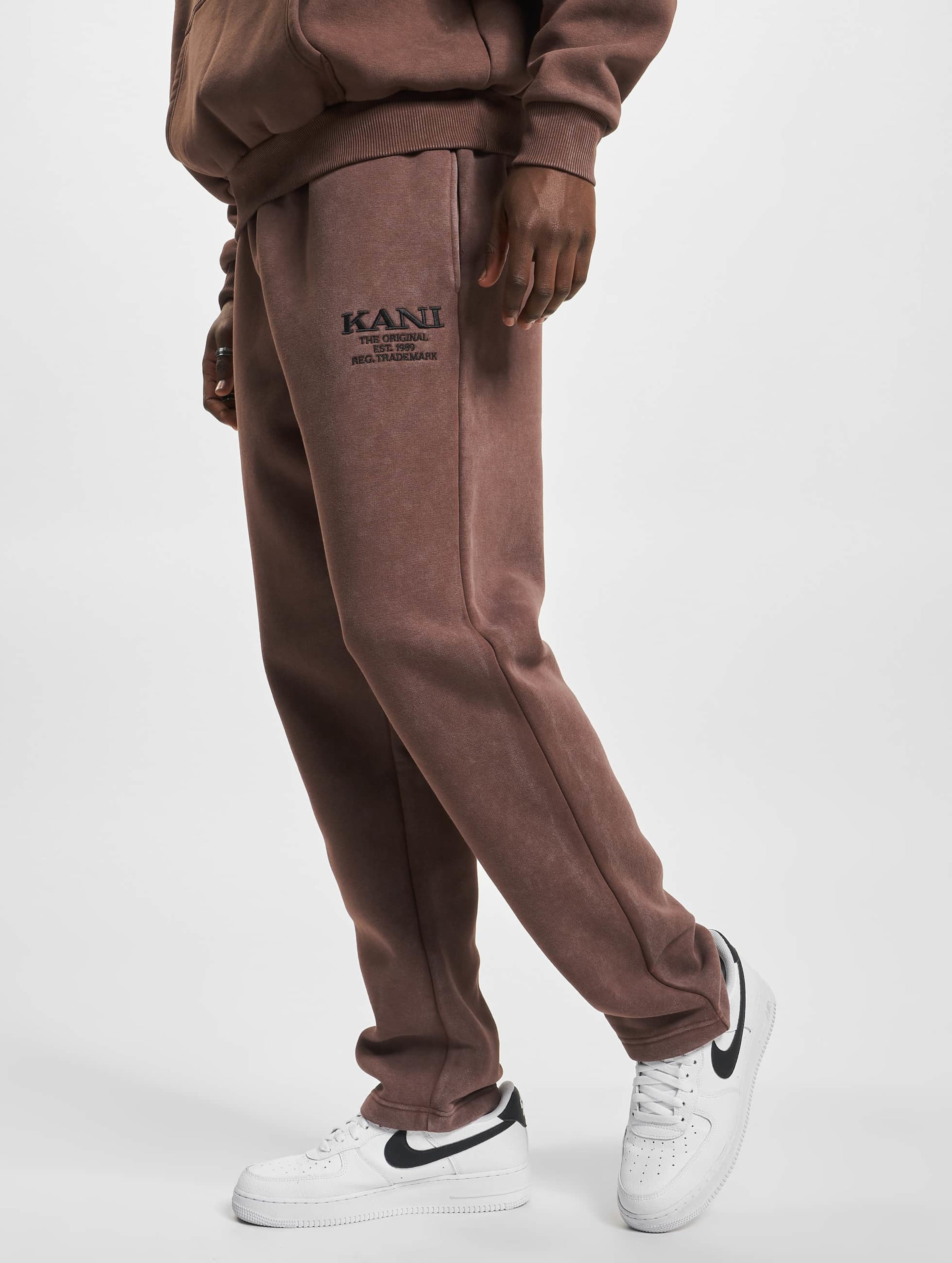 Karl Kani KM224-011-1 KK Retro Washed Straight Leg Sweatpants Mannen op kleur bruin, Maat XS
