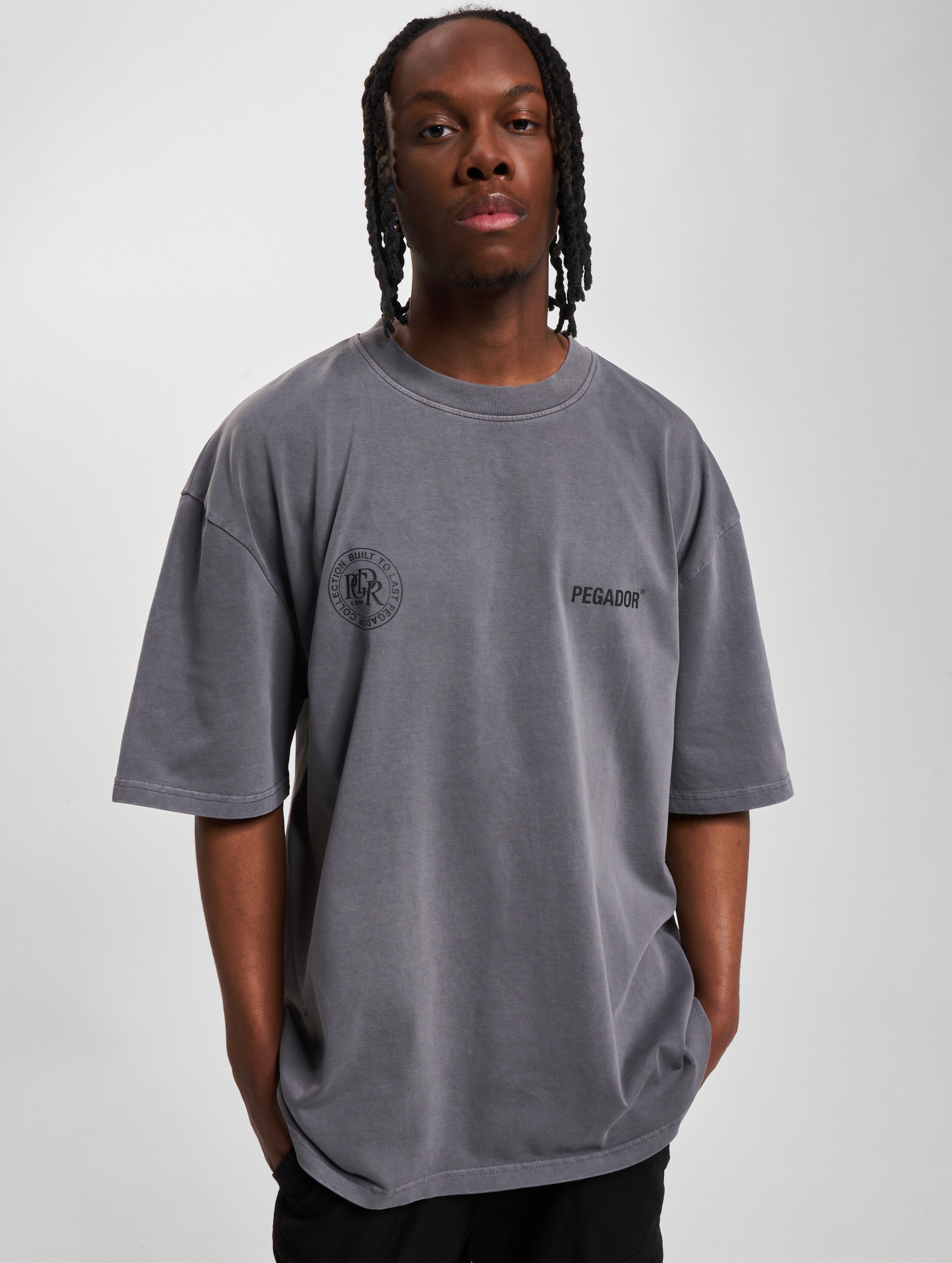 PEGADOR Pegador Dike Oversized T-Shirt Mannen op kleur grijs, Maat M