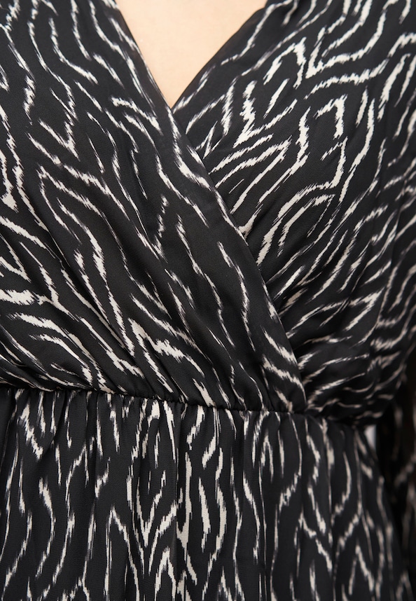 Langed Chiffon Kleid V-Neck Viskoseeinsatz-4