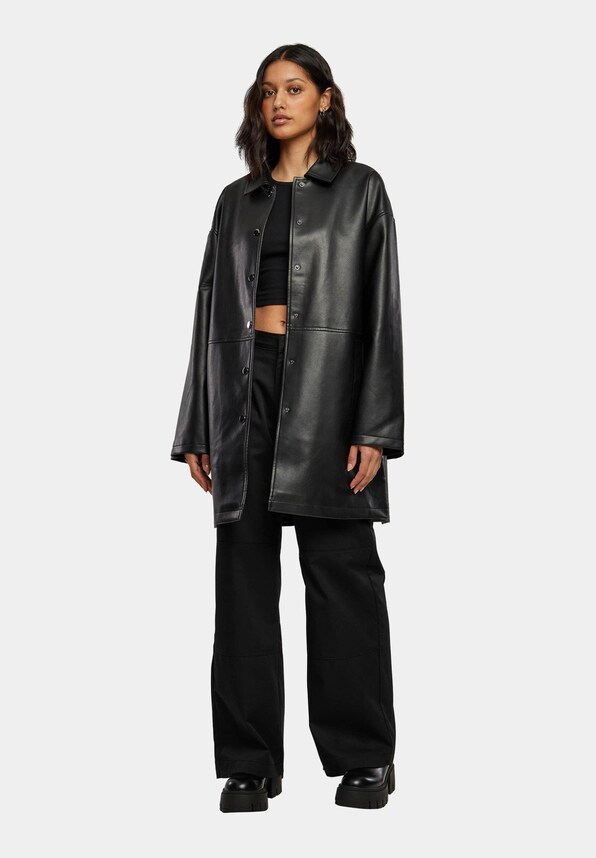 Ladies Faux Leather Coat-3