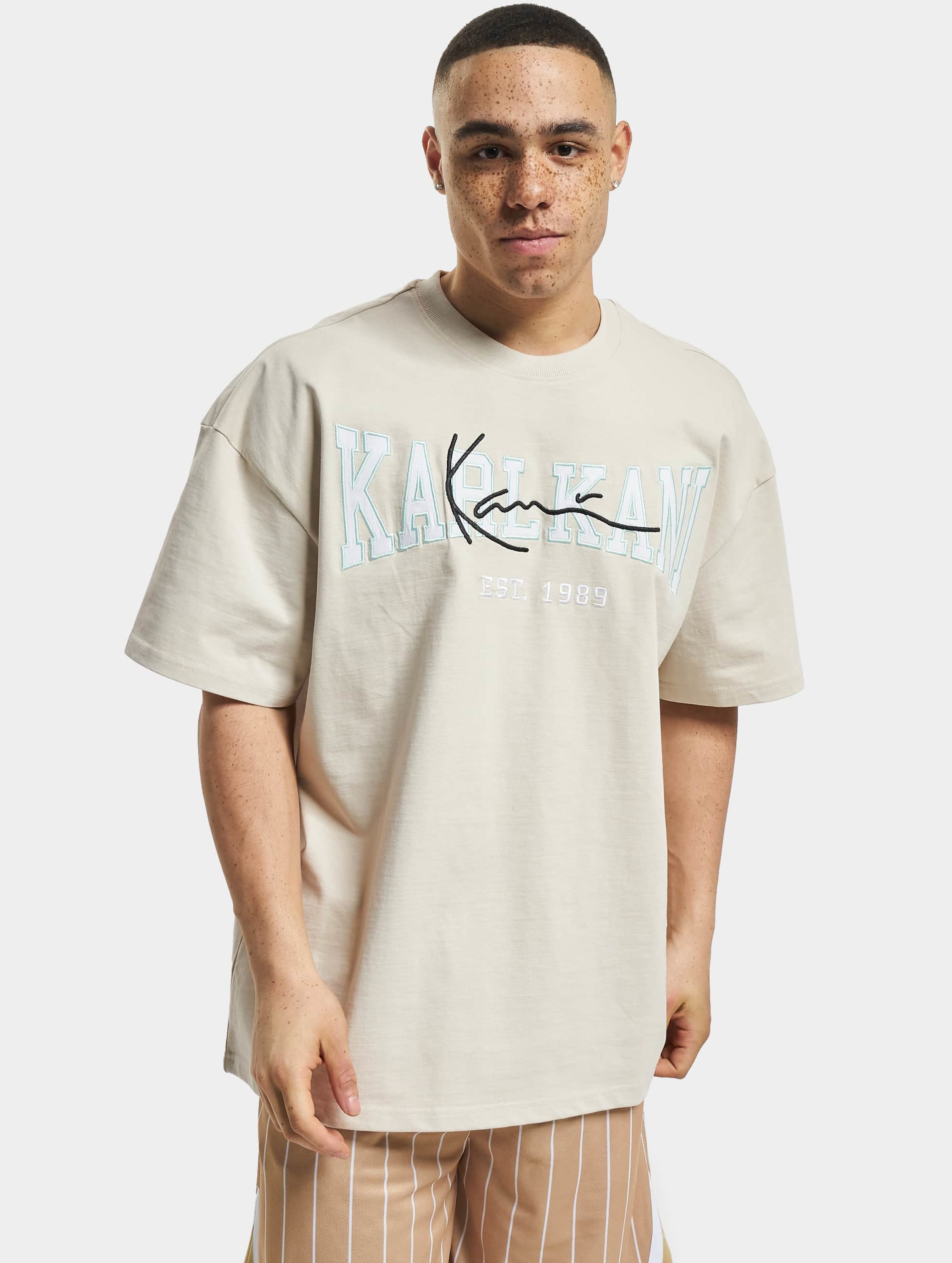 Karl Kani KM232-002-1 KK College Signature Heavy Jersey Boxy Tee Mannen op kleur wit, Maat XS