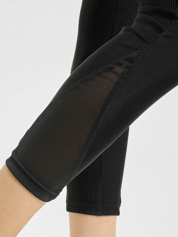 High Waist Shiny Rib Pedal Pusher -3