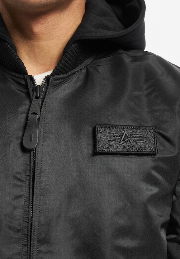 Alpha Industries MA-1 ZH Back Print Bomber Jacket Black-3