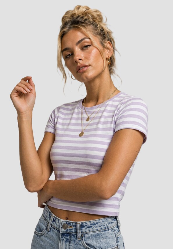 Ladies Short Striped-0