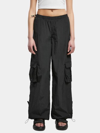 Ladies Wide Crinkle Nylon Cargo Pants