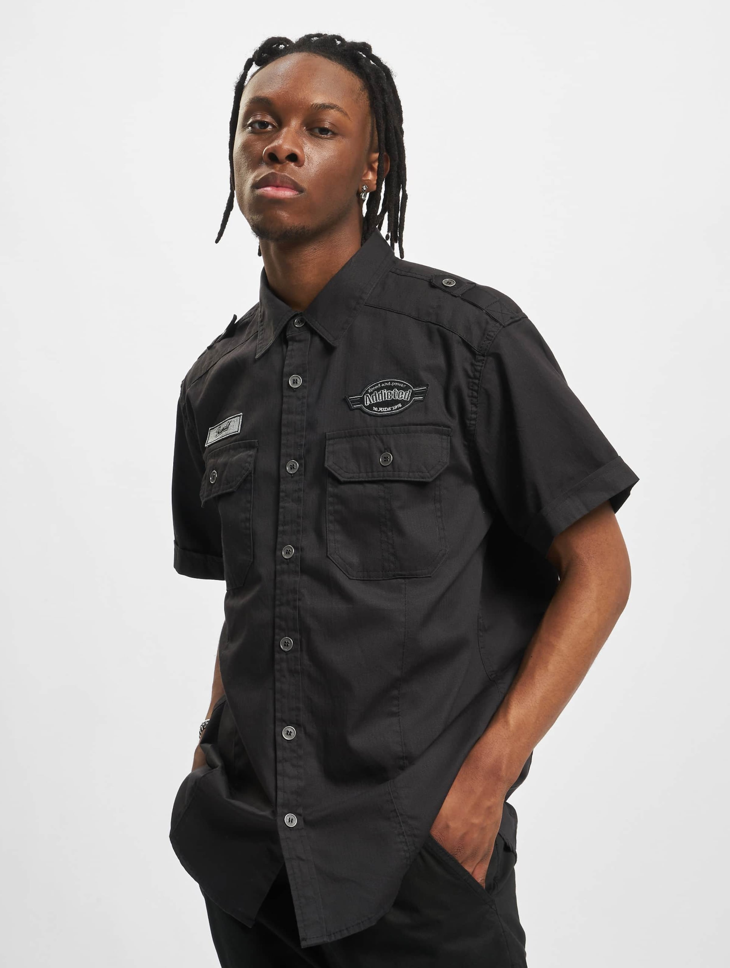Brandit Overhemd -5XL- Luis Vintage shirt short sleeve Zwart
