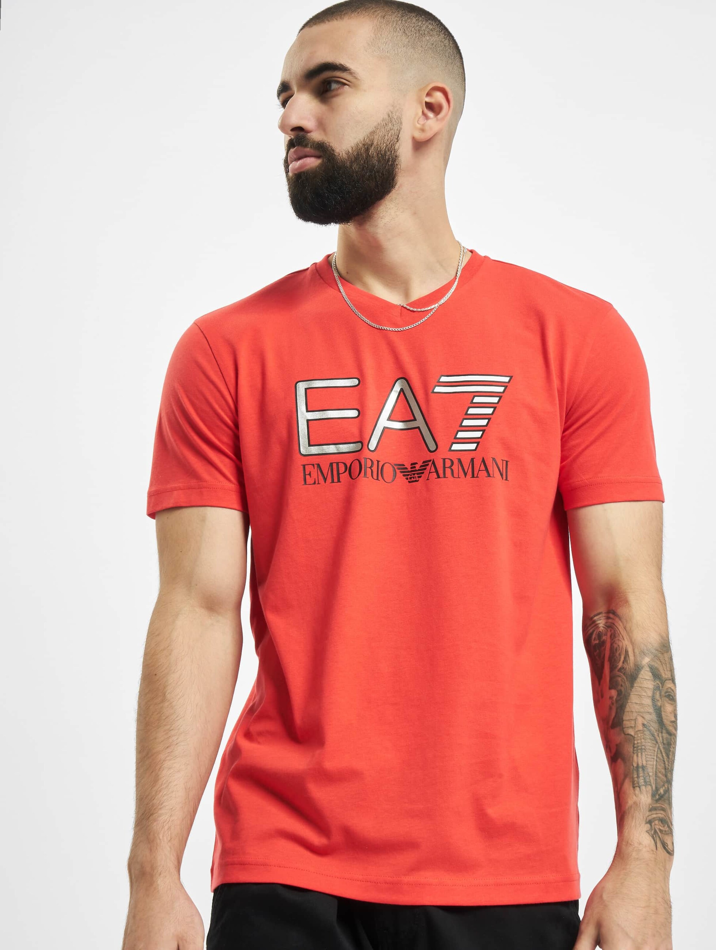 Armani EA7 II V-Neck T-Shirt Mannen op kleur rood, Maat L