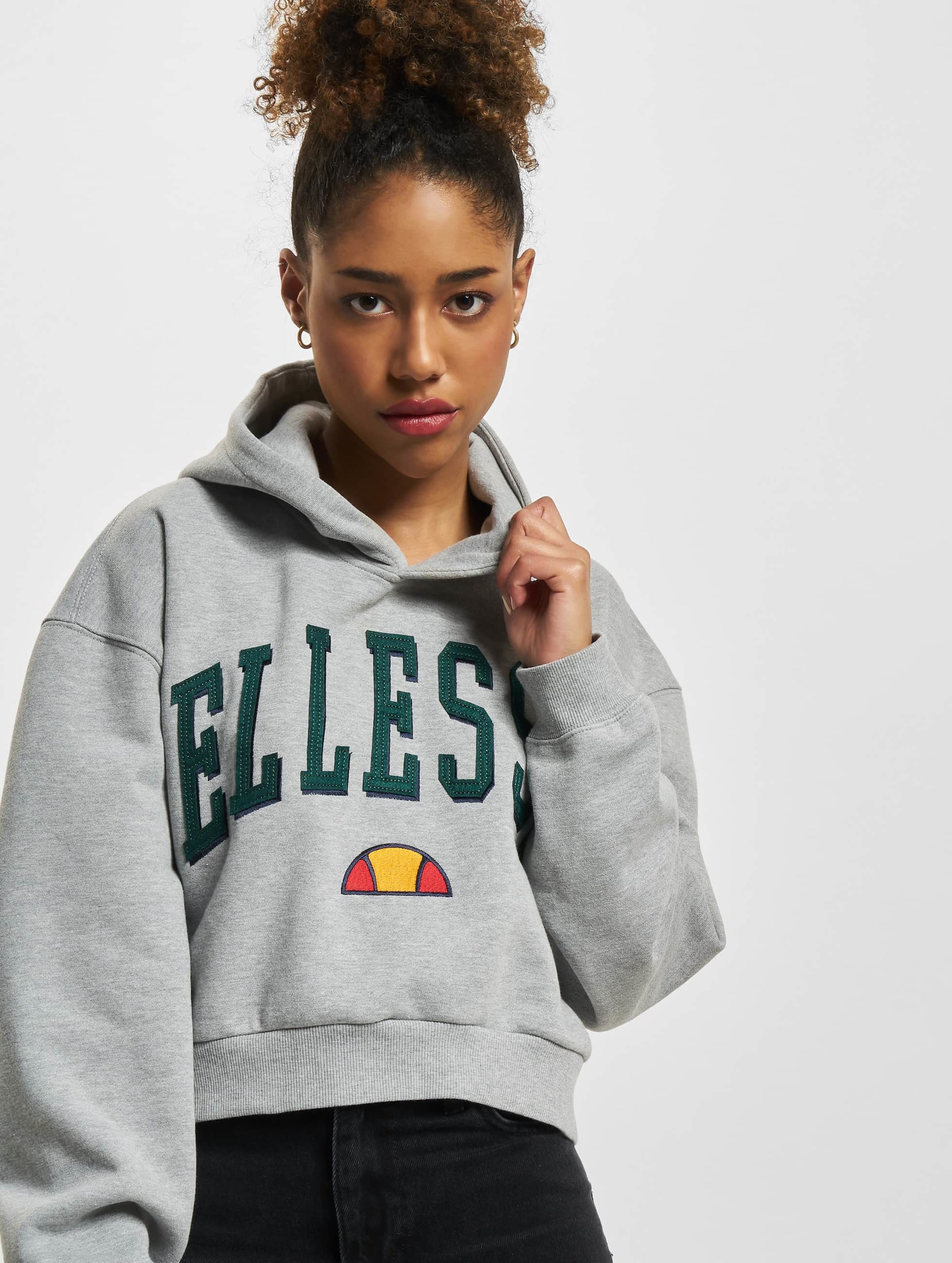 Ellesse grey cropped outlet hoodie