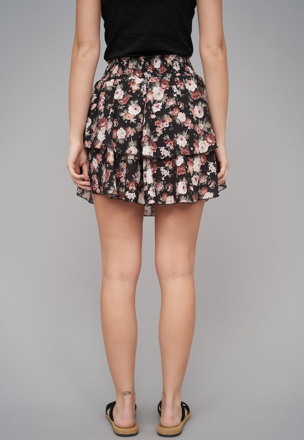 Tiered Skirt Flower Print-1